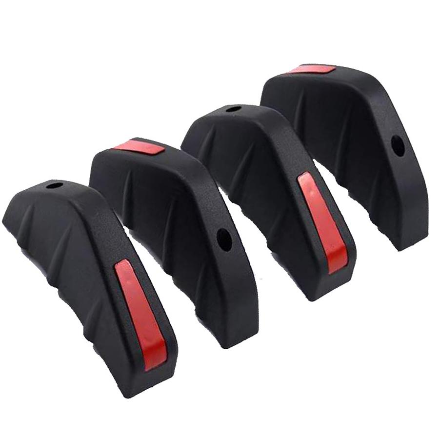 4Pcs Universal Car Rear Lower Body Bumper Lip Diffuser Shark Fin Kit Black + Red