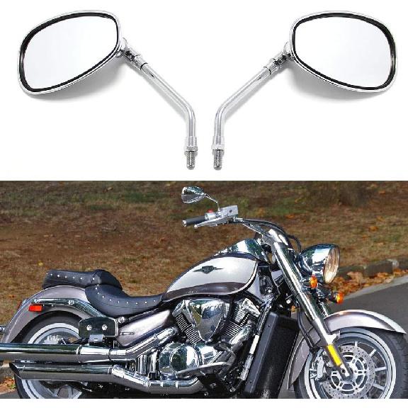 Motorcycle Chrome Rearview Side Mirrors Compatible with Kawasaki Suzuki Chopper Scooter 10MM
