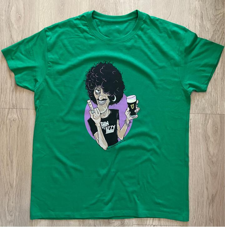 Thin Lizzy Band Thin Lizzy T-shirt Phil Lynott Green All Size Shirt Unisex T-Shirt S