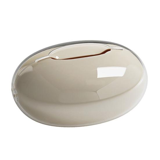 

Овальная магнитная крышка для коробки с салфетками Современный двухслойный пластиковый держатель для салфеток Магнитная застежка Держатель для салфеток для домашнего обеденного стола офисного стола белый