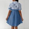 Women's Casual Loose Fit Shirt Dress Button Front Short Sleeve Collar Dress with Floral Print and Border Pattern Suitable for Daily Wear