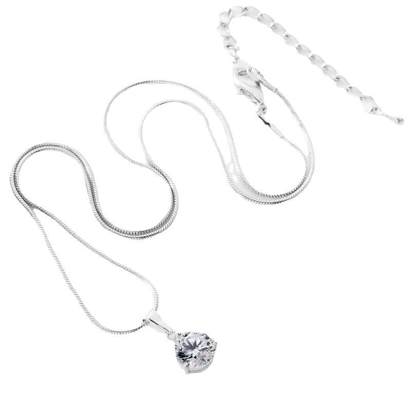 Schmuckset aus Sterlingsilber mit Anhänger-Halskette und Creolen mit Zirkonia für Damen Elegantes Schmuckset