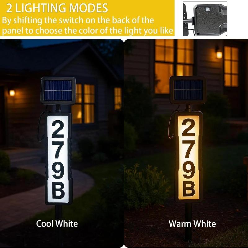 Solar Address Sign Waterproof Light Up House Numbers Auto Dusk Illumination Wireless Solar Address Plaques for Yard Gate Mailbox Outdoor Entryway
