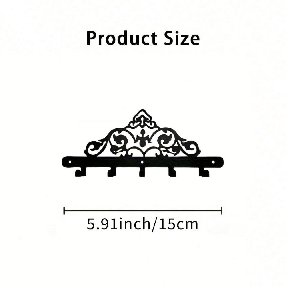 Heavy Duty 5 Hook Cast Iron Key Holder Wall Mounted Entryway Organizer Black White Powder Coated Modern Space Saving Decor