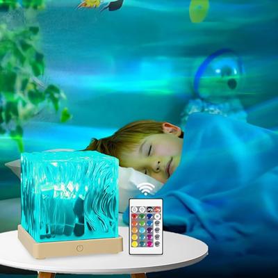 Projetor Aurora Luz Noturna Iluminação Ambiente com Controle Remoto Recarregável Portátil Efeito Ondulação de Água Lâmpada LED para Quarto Sala de Estar Festa