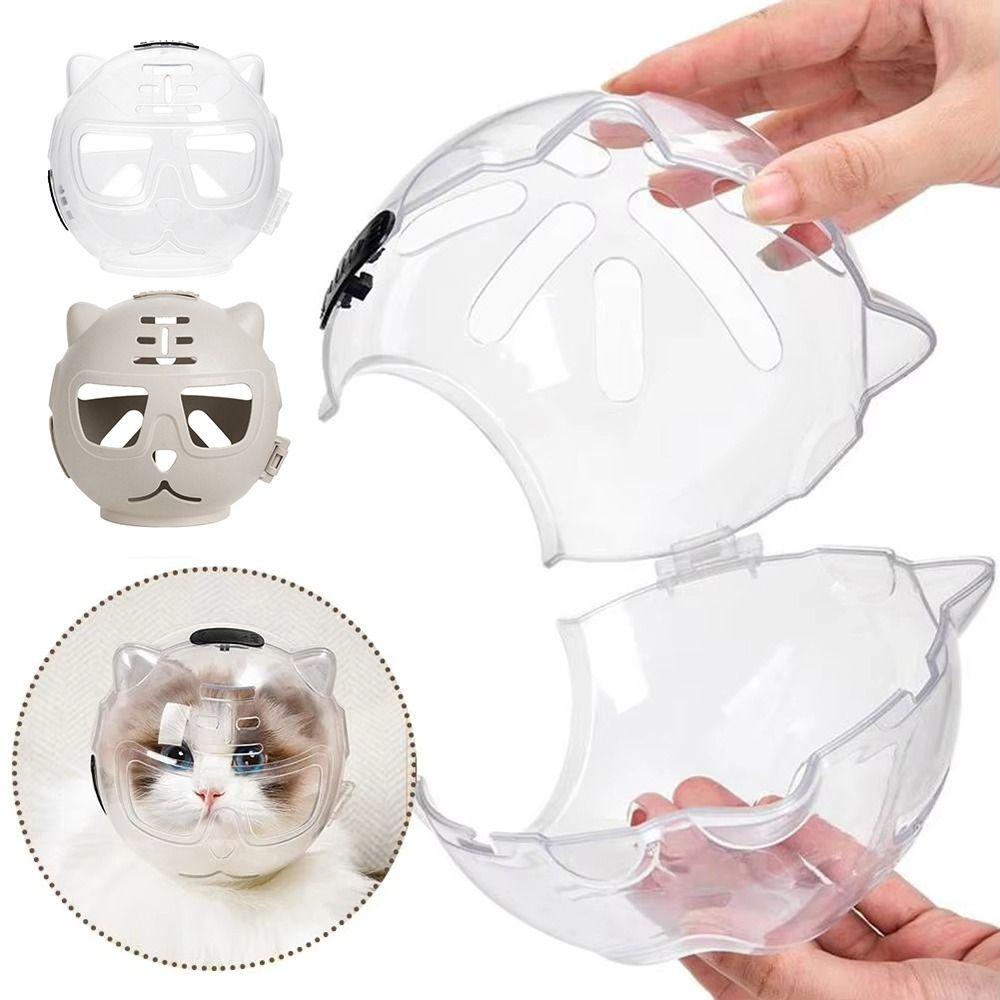 Transparente Atmungsaktive Katzenmaulkorb Anti-Lecken Anti-Biss Katzenmaulkorb Schützende Raumhaube Anti-Kratzer Katzenpflege Zubehör