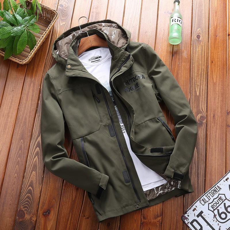 Mens Quick-Dry Outdoor Casual Jacket With Hood Lightweight Windbreaker Hiking Travel