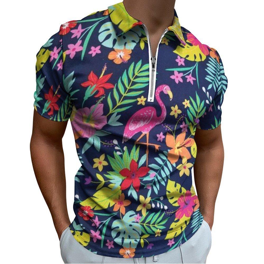 Star Print Half-zip Short Sleeve Polo Shirt, Trendy Casual Fashion Top