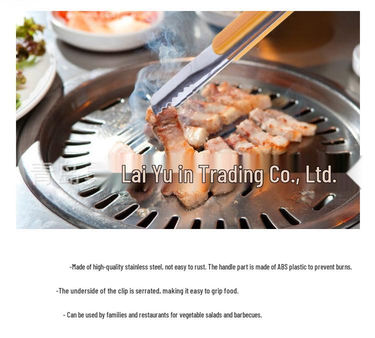 Korean Style Stainless Steel BBQ and Baking Tongs - Multi-purpose Food and Bread Tongs for Grilling