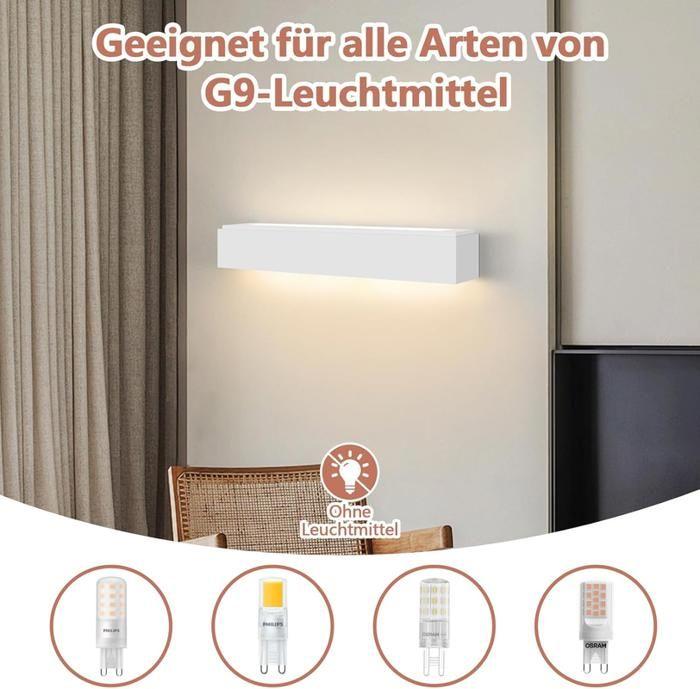 Applique murale d'intérieur - NETTLIFE - G9 - Blanc plâtre - Design moderne haut et bas - 52 cm