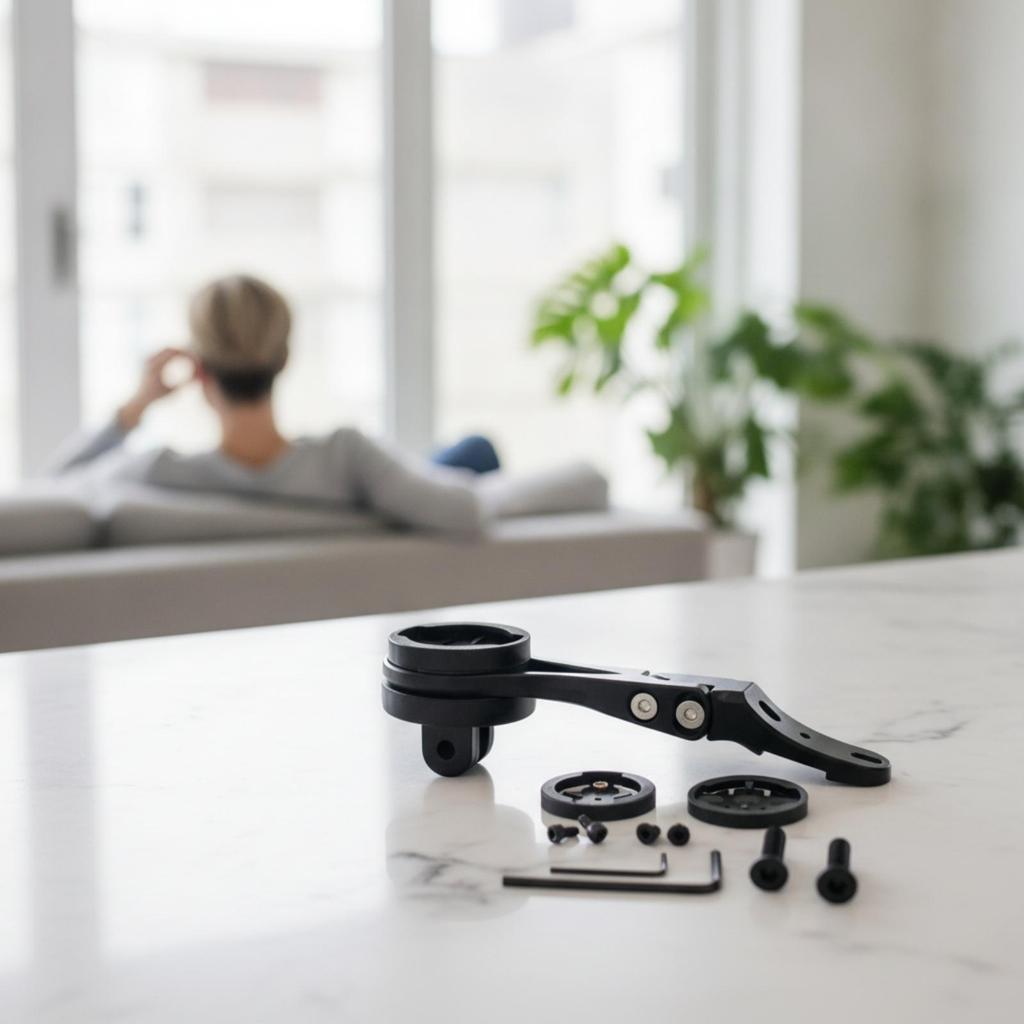 Bike Computer Extension Mount Ebony Front-Facing with Adapters