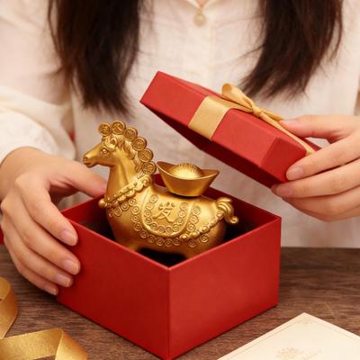 2026 Neujahrs-Pferdestatue Chinesische Schreibtischdekoration Goldene Pferdedekoration für Zuhause für Kinder Büro Bücherregal Wohnzimmer Schlafzimmer