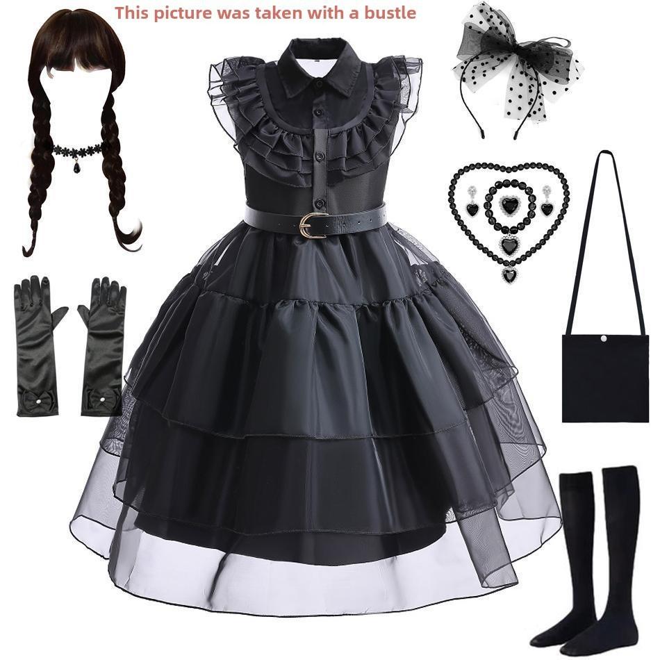 Mittwoch Addams Vintage Spitze Gothic Maxikleid für Mädchen 3 bis 8 Jahre