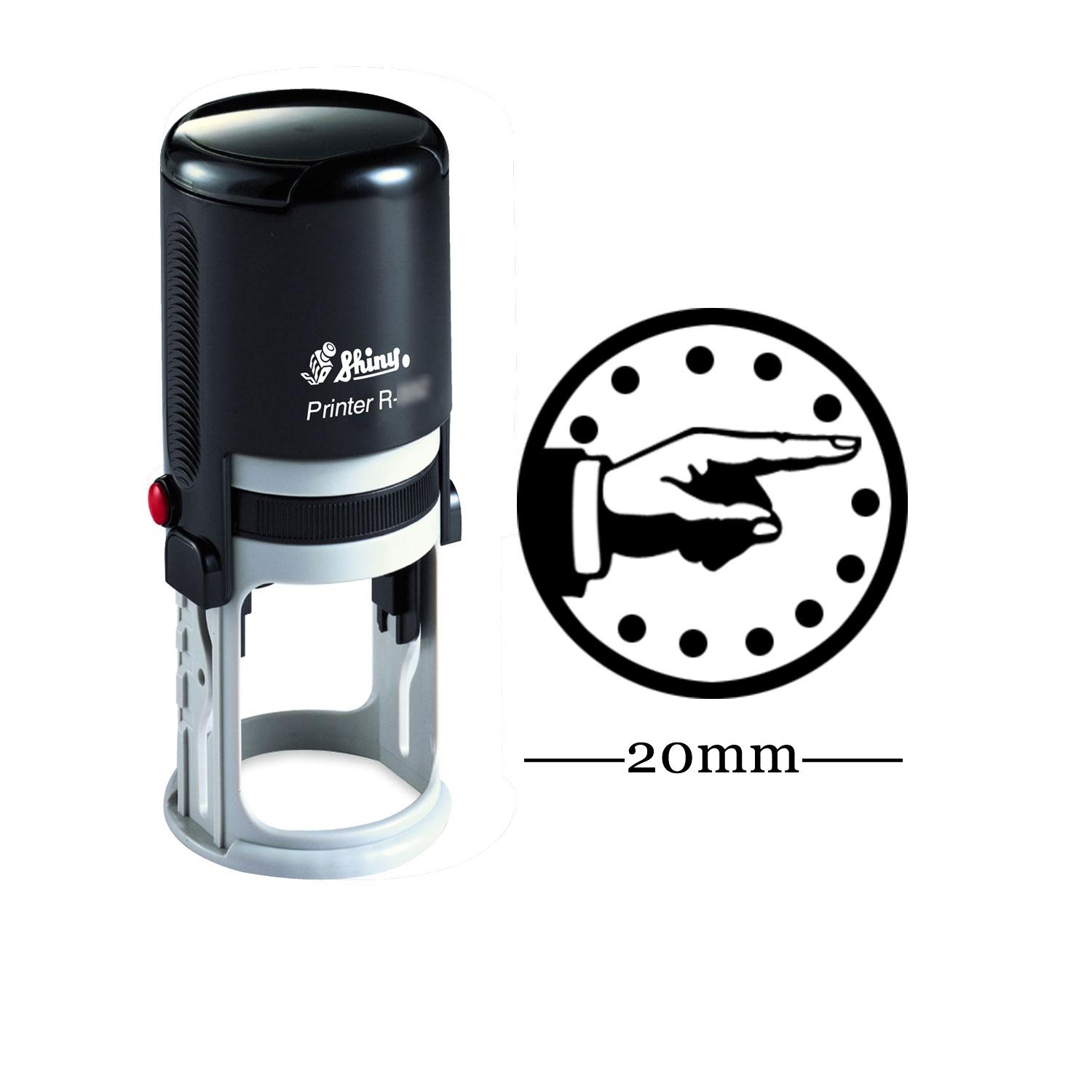 

POINTING FINGER Round Self Inking Kids Teacher Stamp Personalized Custom Shiny 20mm Mini Rubber Blue - 20mm синій