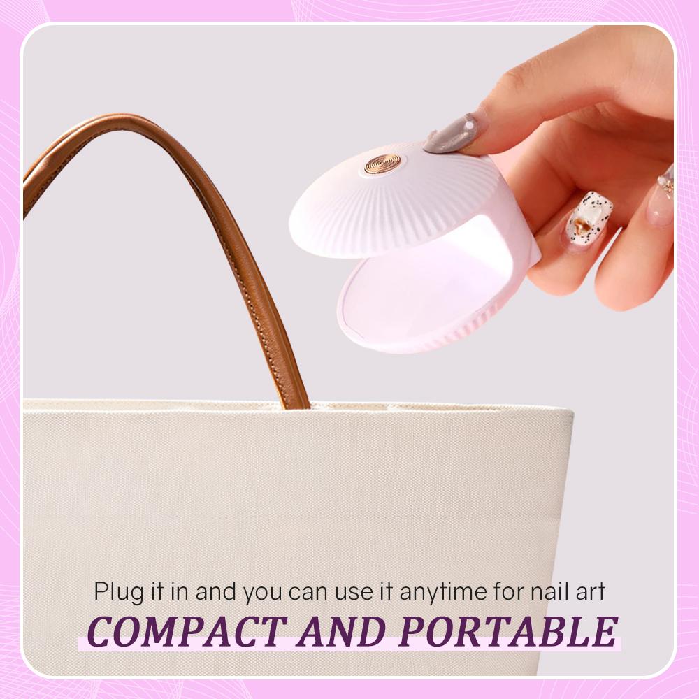 Mini UV LED Nail Lamp Portable Nail Dryer USB Charging Quick Drying Manicure Lamp for Nail Salon Shell Shaped Nail Art Lamp