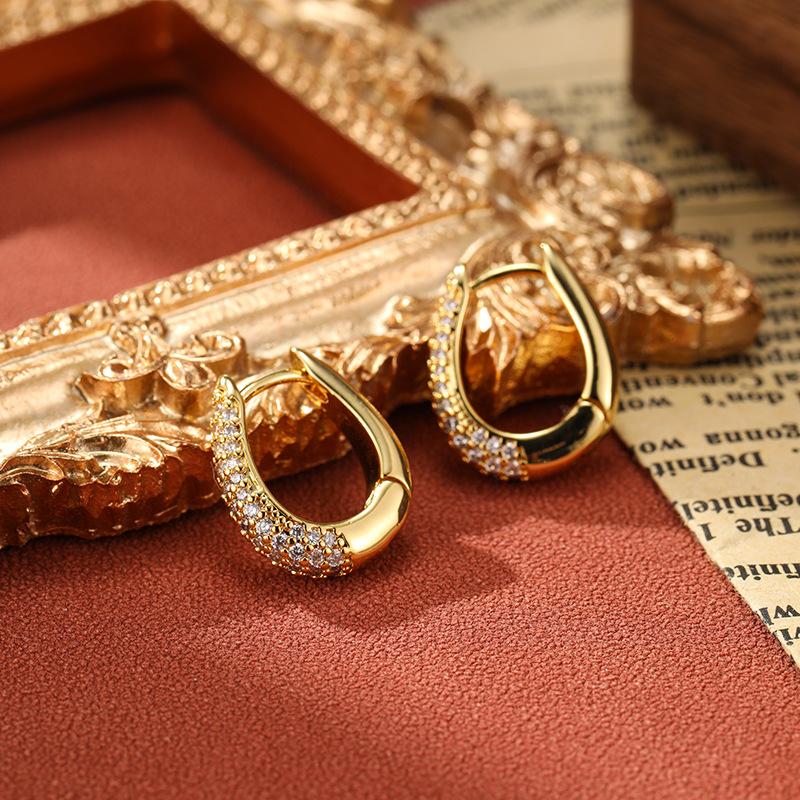 SUYU Cyrkon Minimalistyczne Kolczyki w Stylu Instagramowym z Cyrkoniami Mikro-inkrustowanymi Kolczyki Geometryczne Prezent dla Kobiet