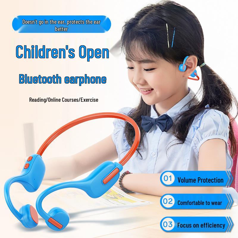 Wireless Bluetooth Bone Conduction Kids' Headphones - Ear Protection, Non-In-Ear, for Students, Online Classes, Sports, Running, Hanging Type