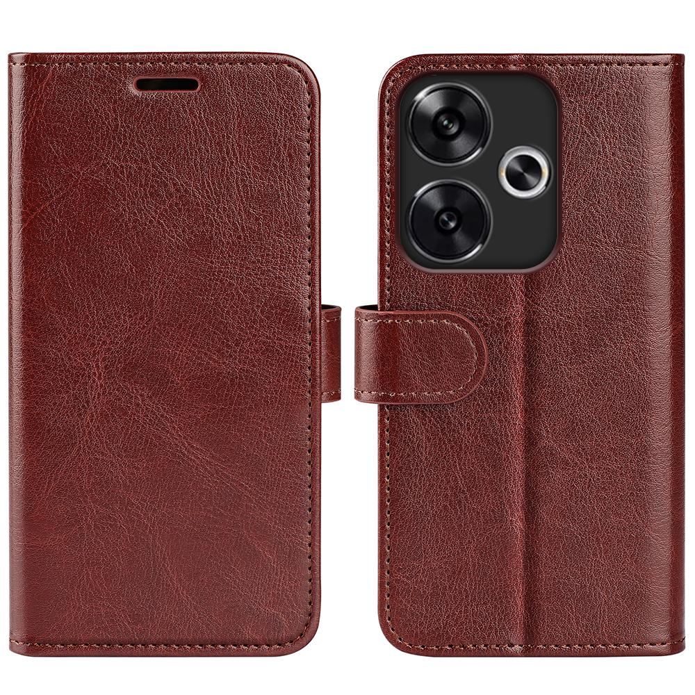 

For Xiaomi Redmi Turbo 3 5G/Poco F6 5G Case Crazy Horse Texture Leather Phone Cover Brown