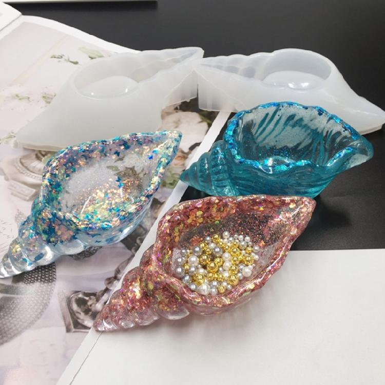 Conch Jewelry Tray Resin Mold,Soap Necklace Earring Storage Box Silicone Mold