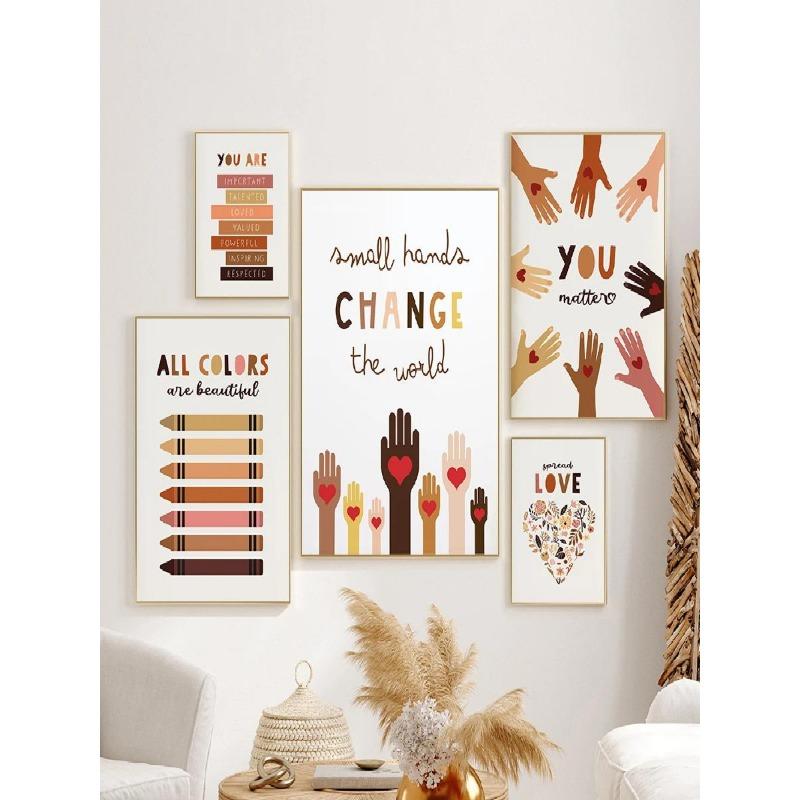 Love Hands Canvas Art Prints  Human Equality  Diversity Poster Wall Art for Friendship Nordic Nursery Home Decoration  Modern In