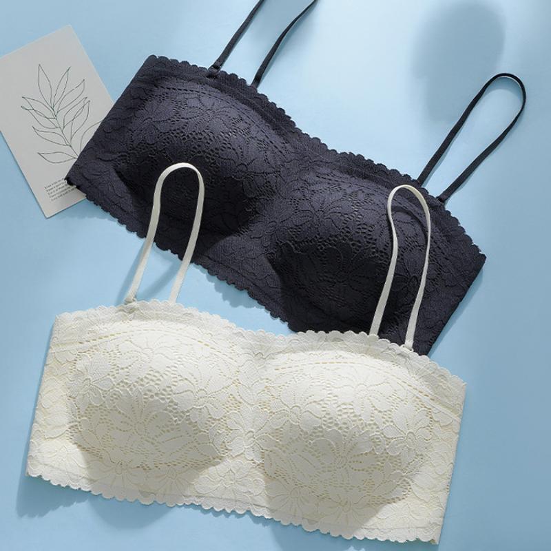 Dámské letní krajkové spodní prádlo bez ramínek Podprsenka s tenkým dílem Zavinovací podprsenka nespadne Protiskluzová neviditelná podprsenka