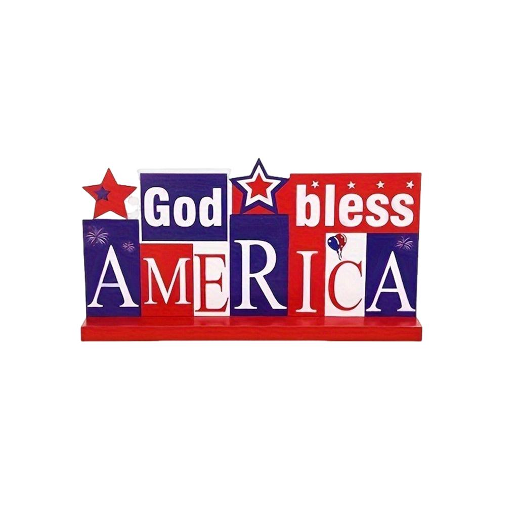 Independence Day Patriotic Wooden Table Decorations Table Sign Party Decoration Gift Wooden Crafts Decorations