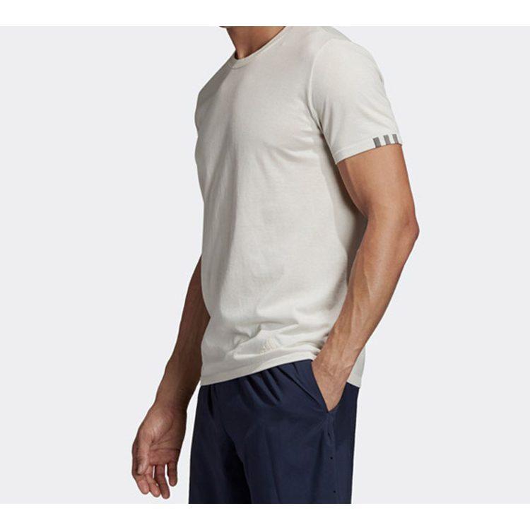adidas T Shirts Men's White Crew Neck Moderate Straight Fit DX2146