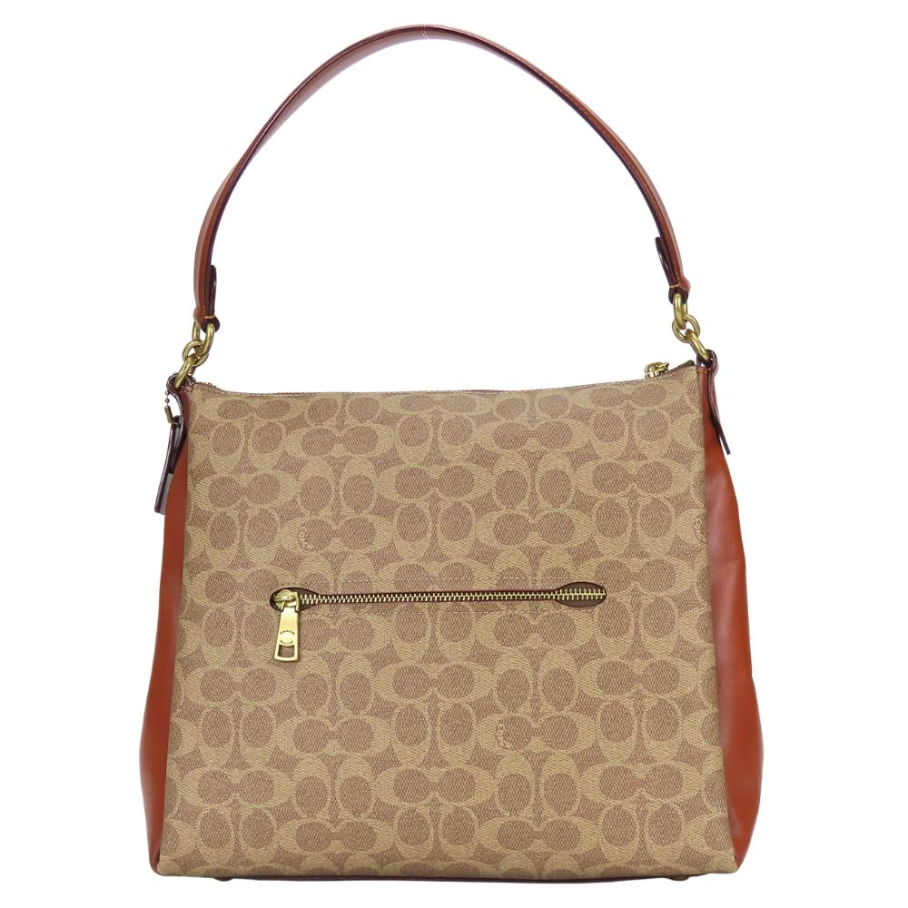 Used COACH Shoulder Bag Signature 597 PVC/leather Last Brown