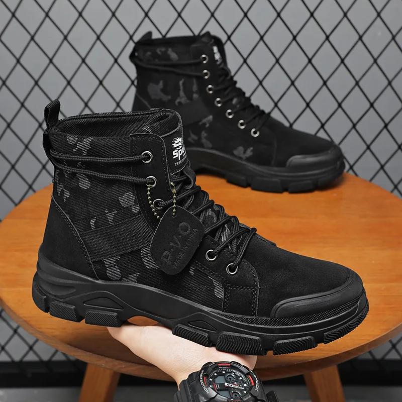 Fashion Camouflage Boots for Men Autumn Winter Platform Boots Outdoor High-top Shoes Men Ankle Boots Buty Robocze Meskie Sneakers Men