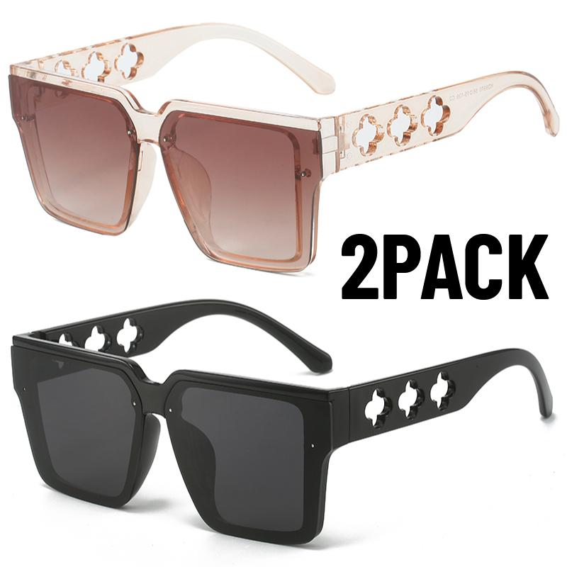 2PACK New Retro Men Square Sunglasses for Women Vintage Luxury Designer Sun Glasses Fashion Shades UV400 Eyeglasses