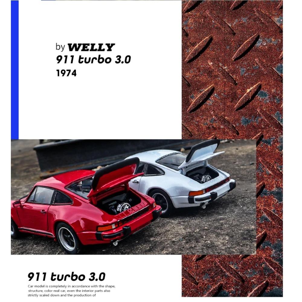 Welly 1/24 1974 Porsche 911 Turbo 3.0 Alloy Sports Car Model Diecast Metal Toy Vehicle Simulation Collection Kids Ornament Gifts