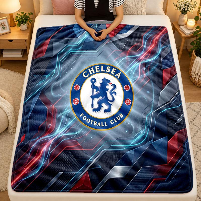 Flannel BlanketChelsea FC Warm Soft Throw Blanket for Indoor Sofa Bed Living Room Use