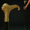 Handmade Brass Lion Head Walking Cane – Black Wooden Gentleman's Cane