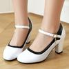 Elegant Women's Block High Heels Fashion Mary Janes Shoes Black White Heeled Party Wedding Shoes Ladies Dress Pumps 2025