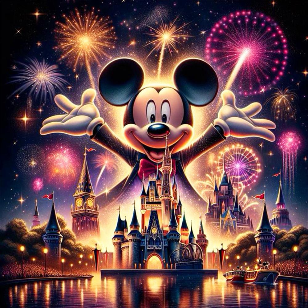 

Disney Cartoon Diamond Painting Mickey Mouse 2025 New Collection Craft Kit Mosaic Castle DIY Embroidery Firework Unique Gift Round 20x20cm