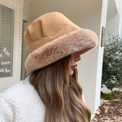 Chapeau de pêcheur coupe-vent Chapeau de pêcheur d'hiver Peluche épaisse Bord court Coupe-vent Pare-soleil Élégant Chapeau de dame