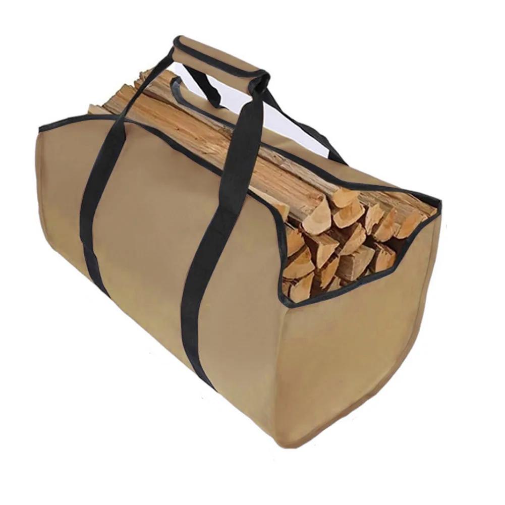 Large Capacity Firewood Storage Bag Canvas Carrier Carrying Bag Handbags For Log Carrier Fireplace Tote Firewood Storage Bag