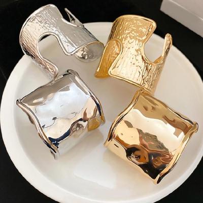 Versatile Pleated Open Cuff Iron Material 52g Lightweight Fashion Item Bangle for Multiple Settings Gift Option