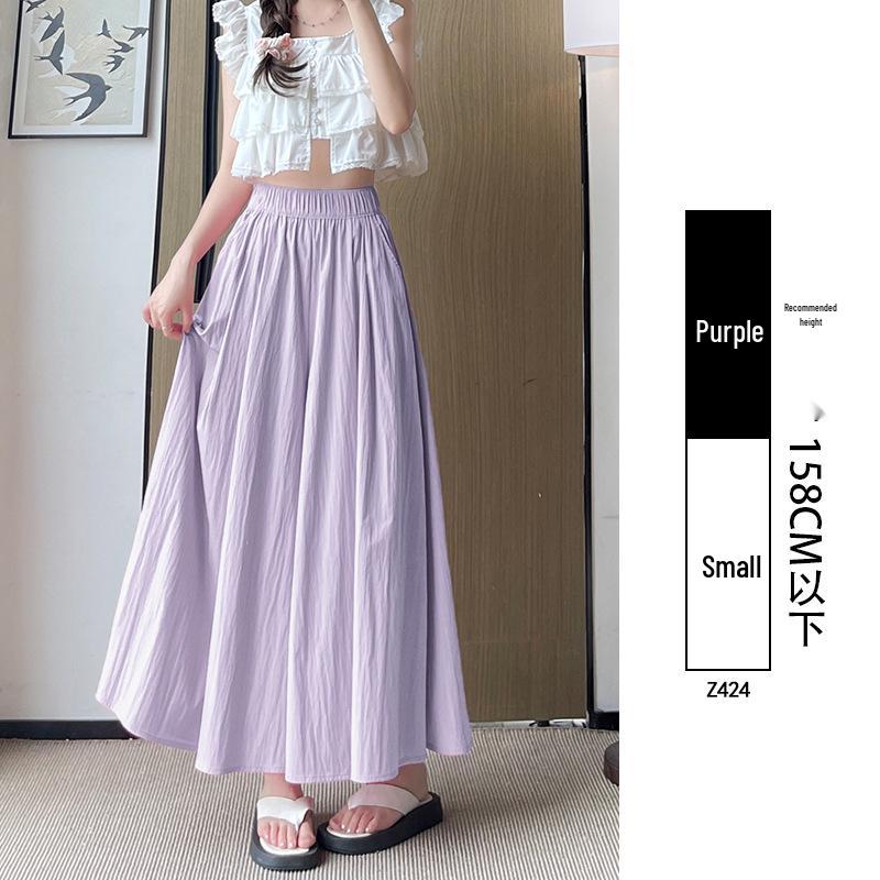 Yamamoto Women's High Waist A-Line Midi Culottes - Summer 2025 Ice Silk Casual Wide Leg Pants