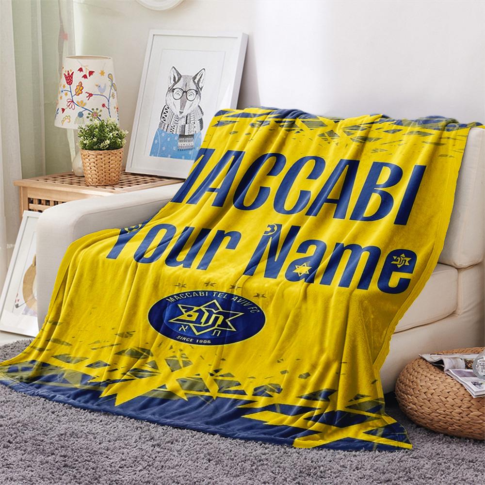 1 Stück Maccabi Fanartikel Benutzerdefinierter Name Gemustert Flanelldecke Geeignet Für Alle Jahreszeiten Für Heimdekoration Wärme Und Komfort Geschenke Feiertagsgeschenk