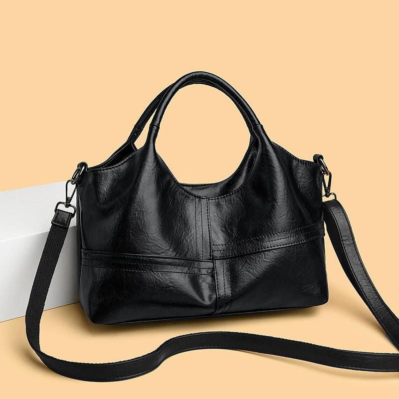 New Armpit Bag Retro Soft Leather Handbag Women'S Large-Capacity Versatile Fashion Splicing Large-Capacity Messenger Bag