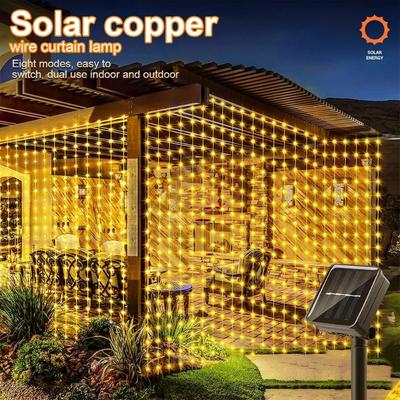 Solar LED Curtain Light Outdoor Garland Solar Fairy String Light Copper Wire Lamps for  Garden Yard Christmas Wedding Party Holiday Decor