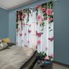 2 Pack Charming Pink Rose and Butterfly Print Curtains, Floral Vine Design, Flat Print, Perfect for Valentine's Day Living Room