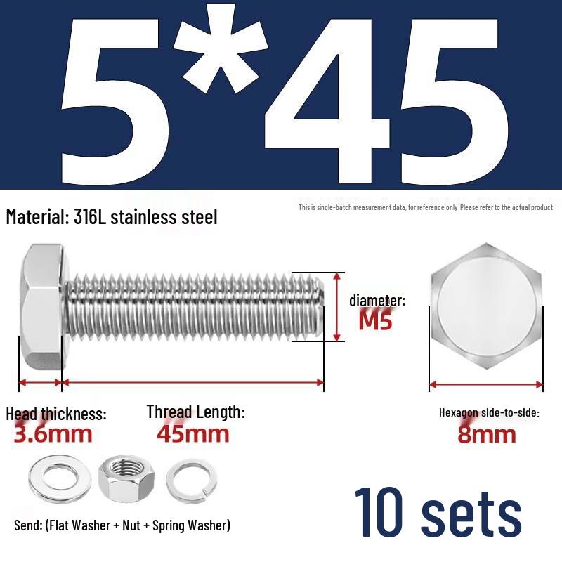 Yi Shuxiang A4-70 Stainless Steel Hexagon Head Bolt & Nut Sets