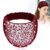 Portable Lace Headband Hollow Mesh Wide Side Head Wrap Elastic Flower Hairbands Girls