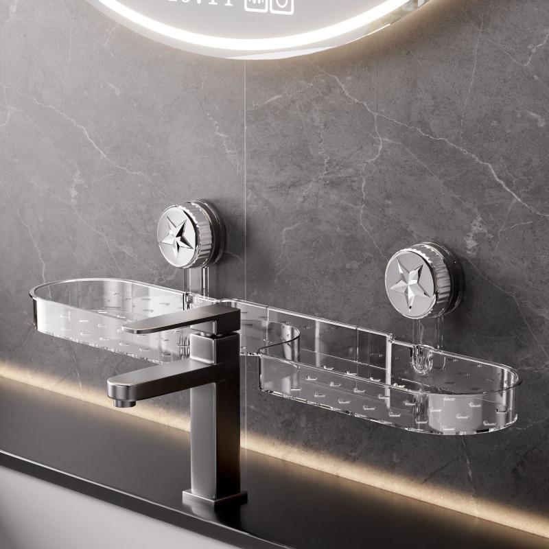 

Пятиконечная звезда Присоска Полка для крана Раковина Не нужно сверлить отверстия Слив воды Настенное хранение кремовый