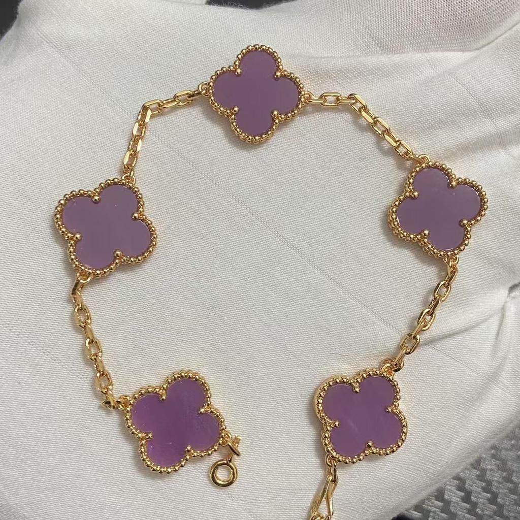 Nouă Versiune Brățară Trifoi cu Patru Foi Cinci Flori Agat Roșu Natural Sidef Alb Brățară Dama Brățară Laser