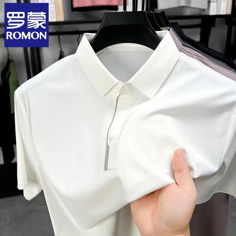 Romon Men's Ice Silk Seamless Polo Shirt