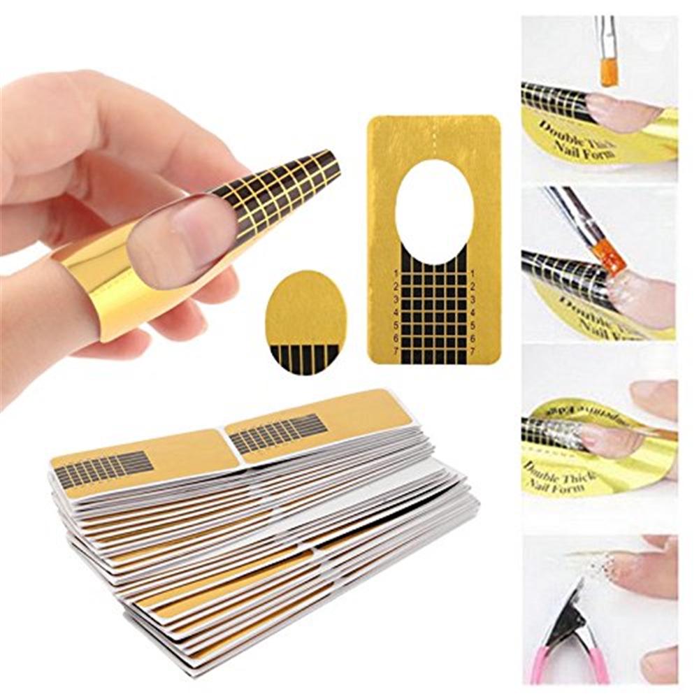 100-Piece UV Gel Nail Extension Set with Square Paper Forms and Tips