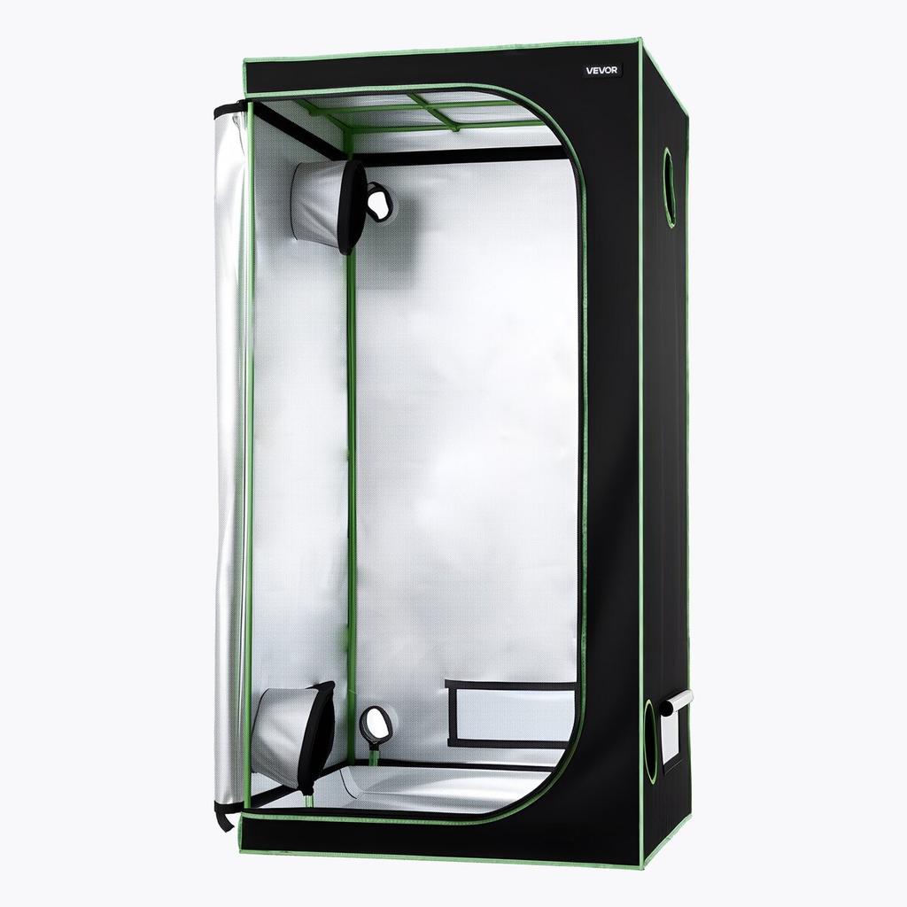 Indoor Grow Zelt, 100 x 100 x 200 cm, 600D Hochreflektierendes Mylar, Indoor Pflanzenzelt mit Beobachtungsfenster, Bodenschale & Reißverschluss, Robuste Zucht